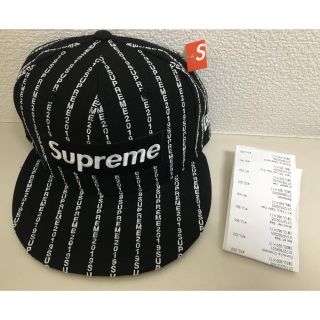 シュプリーム(Supreme)のレシートコピー付き MサイズText Stripe New Era®黒 19ss(キャップ)