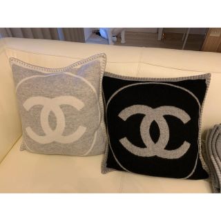 シャネル CHANEL ロゴ インテリア ピロー 枕 ニット クッション ウール レッド 美品