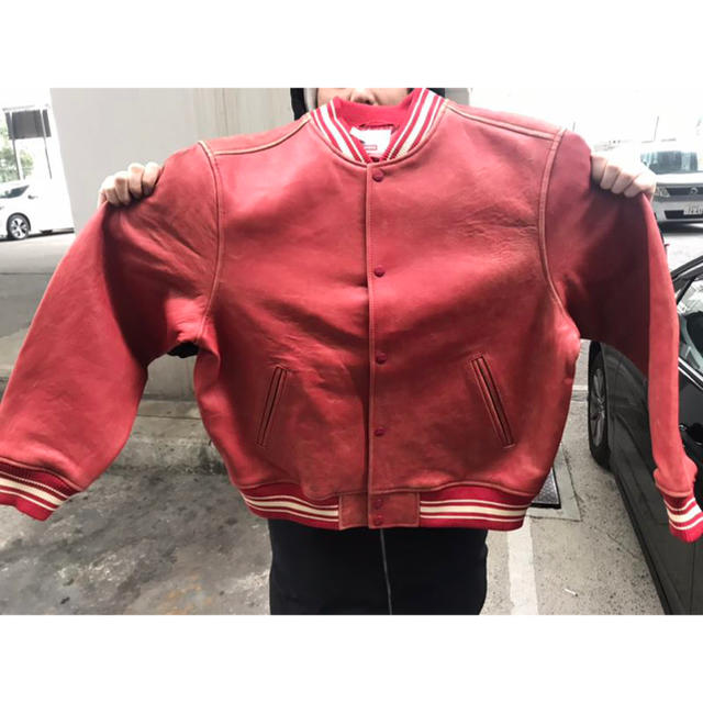 非売品 Supreme - Lサイズ jacket Varsity Leather Supreme レザー