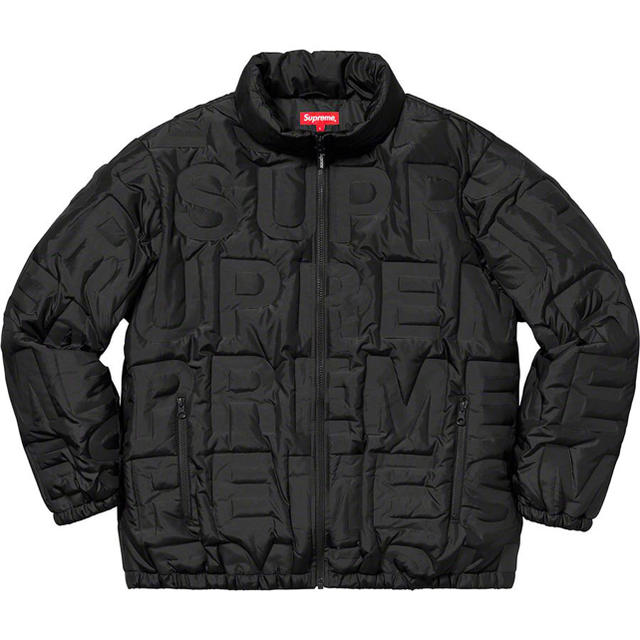 即支払 黒 M supreme Bonded Logo Puffy Jacket