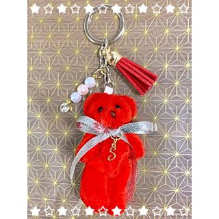 レッド ベアー ❤︎ くま チャーム キーホルダー ❤︎ ハンドメイド(チャーム)