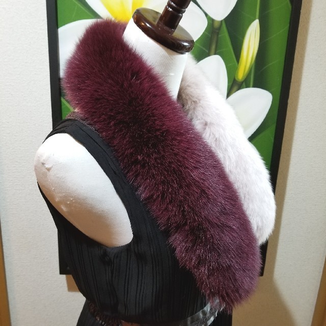 ❤Saga furs　新品　タグ付き❤　バイカラー　紫&ピンク　フォックス　 レディースのファッション小物(マフラー/ショール)の商品写真