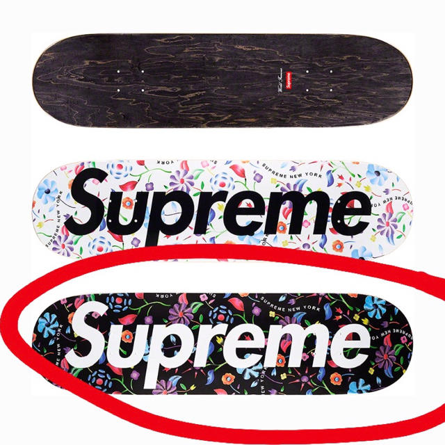 supreme airbrushed Floral Skateboard 黒-