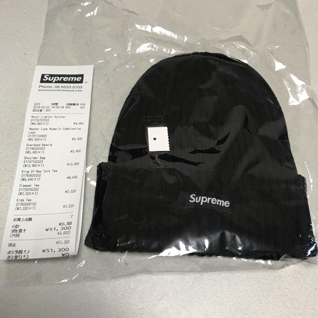 明日昼値上げ Supreme 2019ss ビーニー 黒帽子