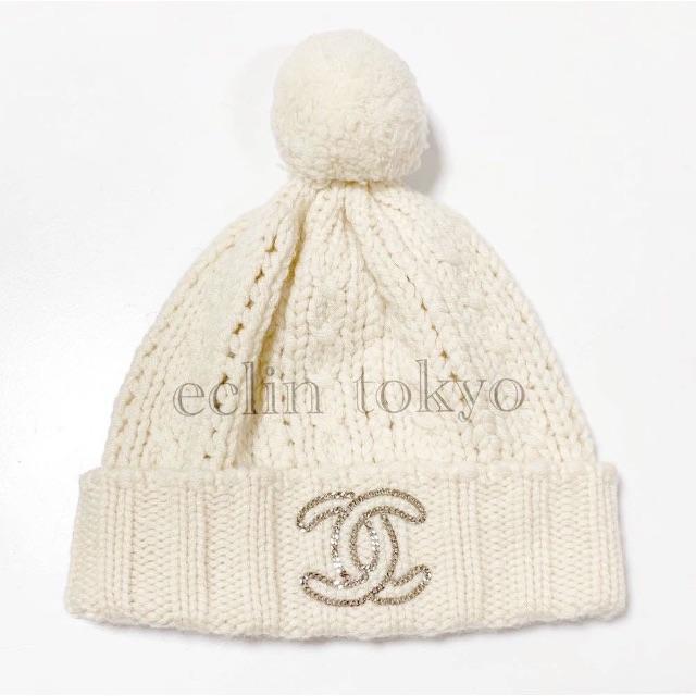 CHANEL - 新品 CHANEL カシミヤ ぽんぽん ニット キャップ チェーン  E1284