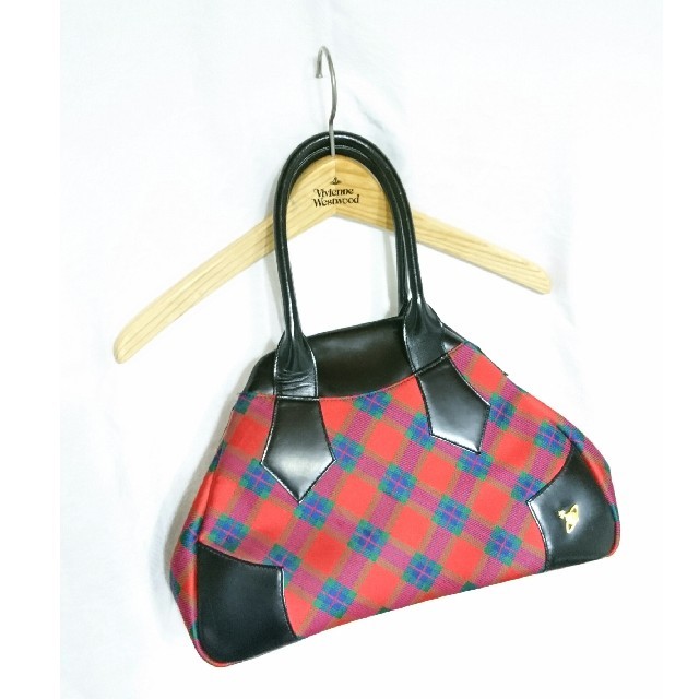 Vivienne Westwood/レッドチェック ヤスミンバッグ - ハンドバッグ