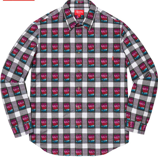 19ss Supreme Rose Buffalo Plaid Shirt 黒S