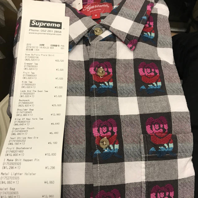 19ss Supreme Rose Buffalo Plaid Shirt 黒S 1