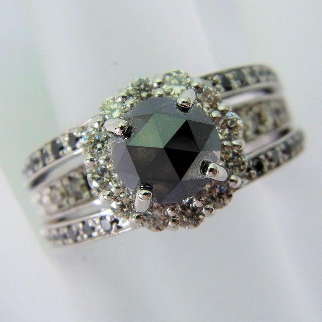 当店在庫してます！ K18WG ブラックダイヤモンド [f384-9] 12号 リング リング(指輪)