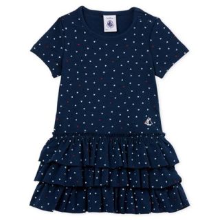 プチバトー(PETIT BATEAU)の新作☆プチバトー ハートプリントフリルワンピース(ワンピース)