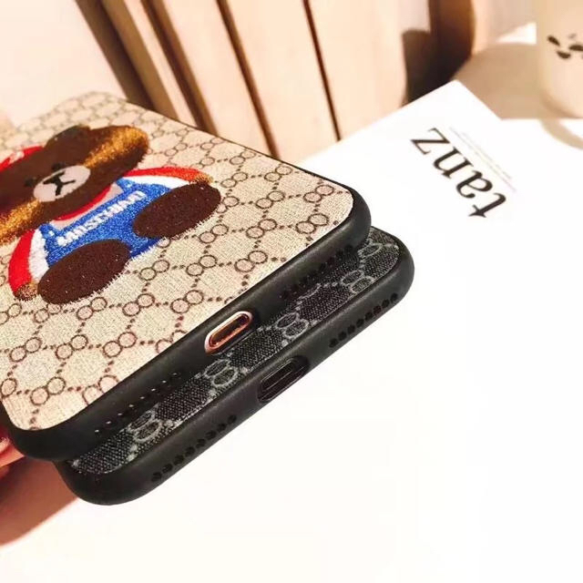 (iPhone7.iPhone8ケース)刺繍くまさん スマホ/家電/カメラのスマホアクセサリー(iPhoneケース)の商品写真