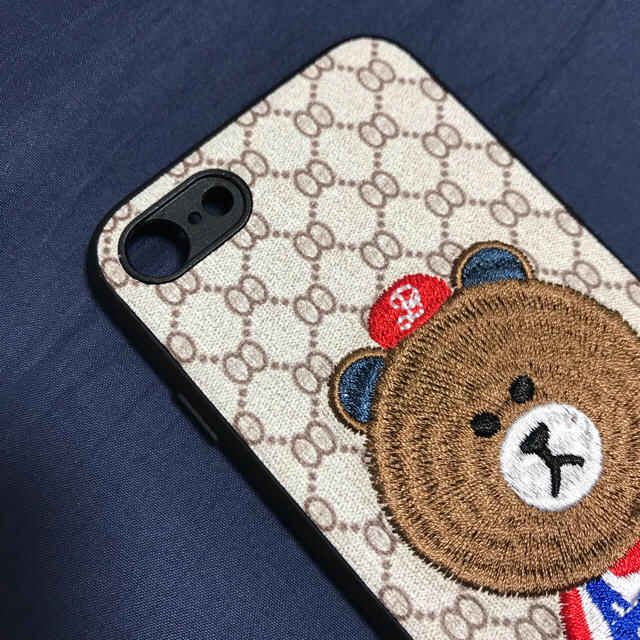 (iPhone7.iPhone8ケース)刺繍くまさん スマホ/家電/カメラのスマホアクセサリー(iPhoneケース)の商品写真