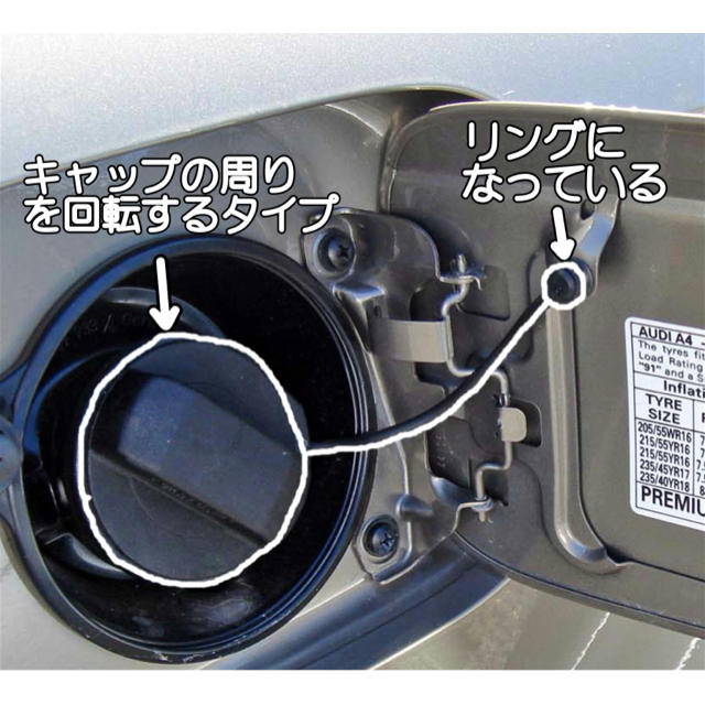 アウディ 各シリーズ共通 給油キャップ交換ワイヤーねじ込タイプ（赤）工具付属 自動車/バイクの自動車(車種別パーツ)の商品写真