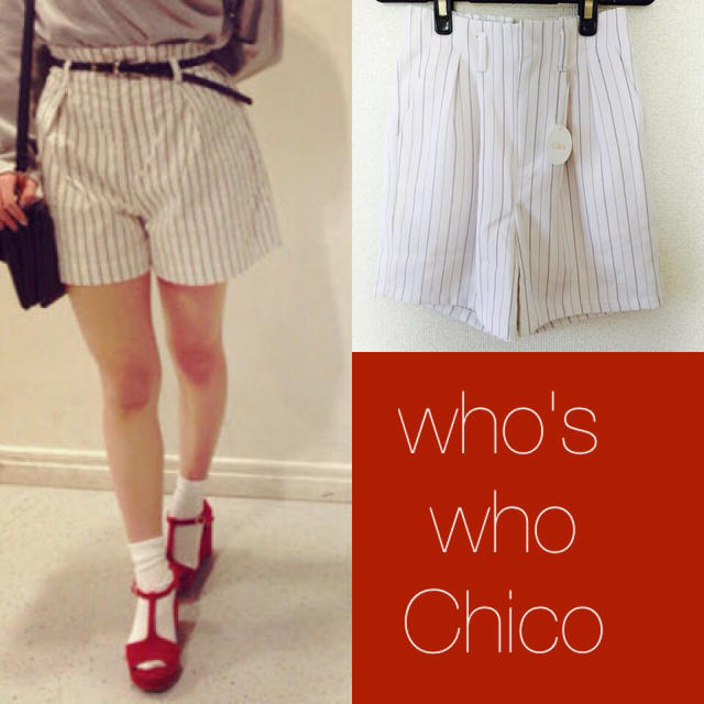 who's who Chico(フーズフーチコ)の新品 chico♡ストライプハーフパンツ レディースのパンツ(ショートパンツ)の商品写真