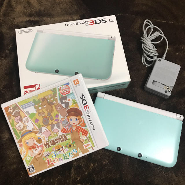 GAMEニンテンドー3DS LL ミント×ホワイト、牧場物３つの里の大切な友だち