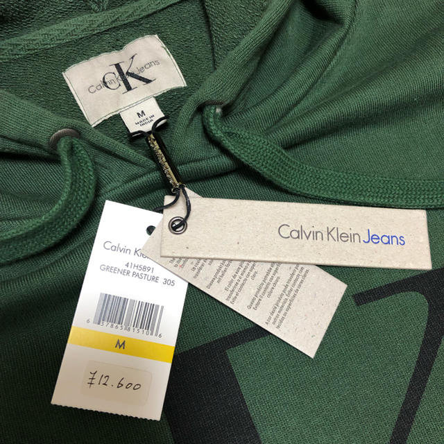 Calvin Klein(カルバンクライン)の[M] 新品 Calvin klein カルバンクライン パーカー CK 緑 メンズのトップス(パーカー)の商品写真