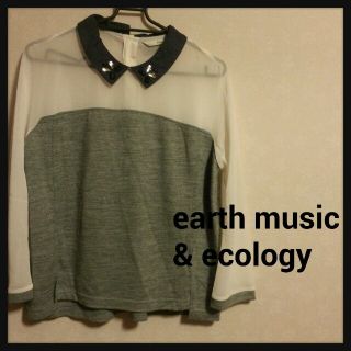 アースミュージックアンドエコロジー(earth music & ecology)のearth　美品★ビジュートップス(カットソー(長袖/七分))