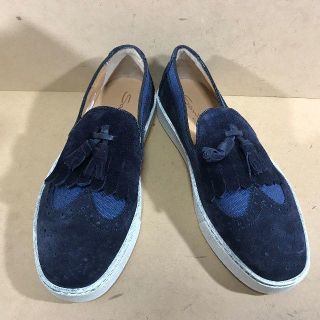 サントーニ(Santoni)のサントーニ（Santoni） スエードレザーローファー 青 UK7.5(スリッポン/モカシン)