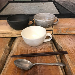 新品 陶器 陶芸作家 人気のスープカップ3個D(食器)