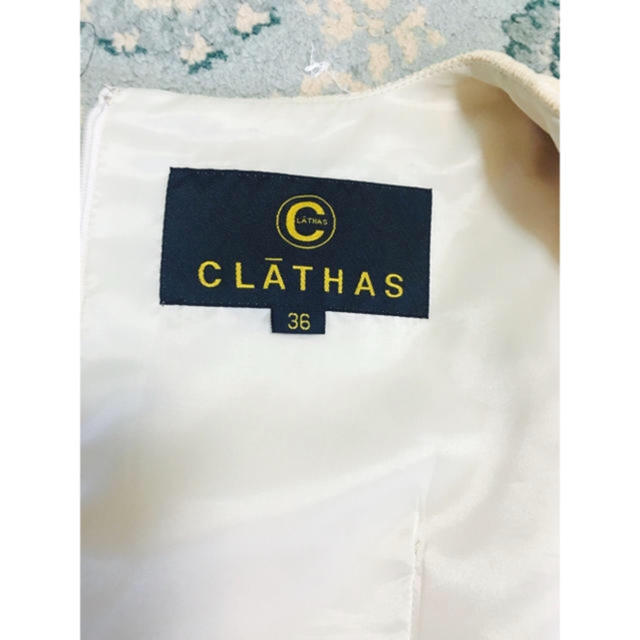 CLATHAS(クレイサス)のクレイサス☆ワンピース☆36☆カメリアボタン付き☆お嬢様ワンピース☆半袖 レディースのワンピース(ひざ丈ワンピース)の商品写真