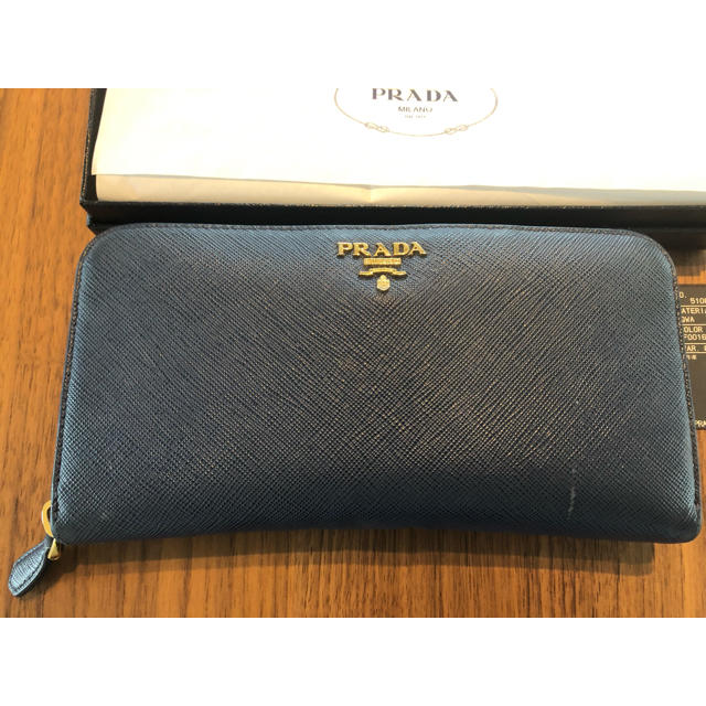 PRADA ネイビー 長財布 箱付