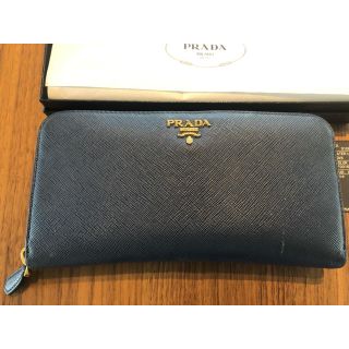 プラダ(PRADA)のPRADA ネイビー 長財布 箱付(財布)