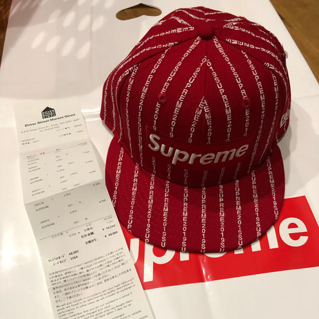 supreme 19ss TextStripe NewEra®︎ 7 3/8 赤