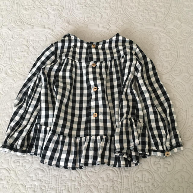 ZARA KIDS(ザラキッズ)のzara ギンガムチェック リボン ブラウス  80 キッズ/ベビー/マタニティのベビー服(~85cm)(シャツ/カットソー)の商品写真