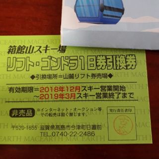 箱館山スキー場リフト、ゴンドラリフト1日券1枚(スキー場)