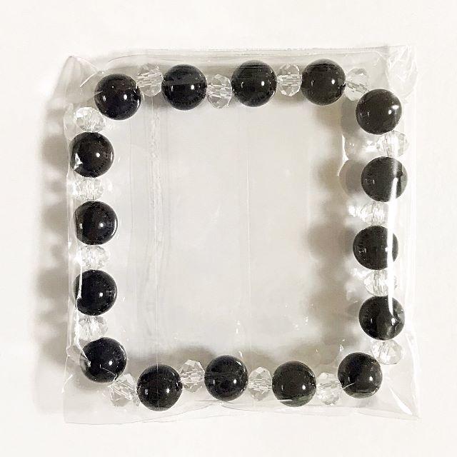 天然石ブラックオニキス水晶ブレスレット メンズのアクセサリー(ブレスレット)の商品写真