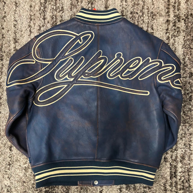 Supreme(シュプリーム)のsupreme leather jacket 19SS 青 ライトブルー レザー メンズのジャケット/アウター(レザージャケット)の商品写真