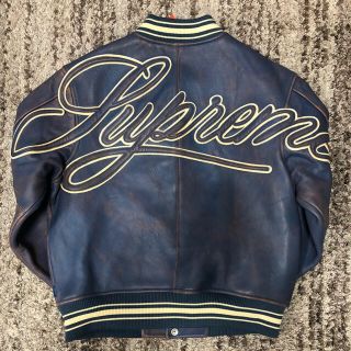 シュプリーム(Supreme)のsupreme leather jacket 19SS 青 ライトブルー レザー(レザージャケット)