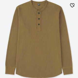 ユニクロ(UNIQLO)のユニクロ ワッフルヘンリーネックT メンズL(Tシャツ/カットソー(七分/長袖))