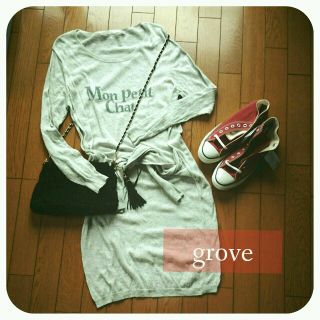 グローブ(grove)の未使用★前しばりワンピース(ひざ丈ワンピース)