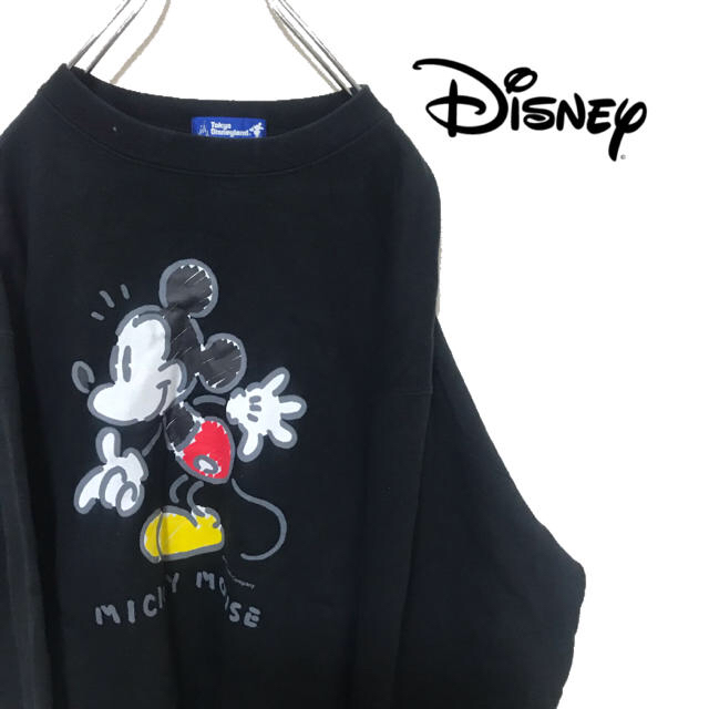 Disney ディズニー トレーナー スウェット ミッキーマウス ブラック