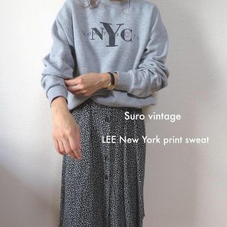 サンタモニカ(Santa Monica)のLee NY ロゴプリント スウェット トレーナー グレー USA製 レディース(トレーナー/スウェット)