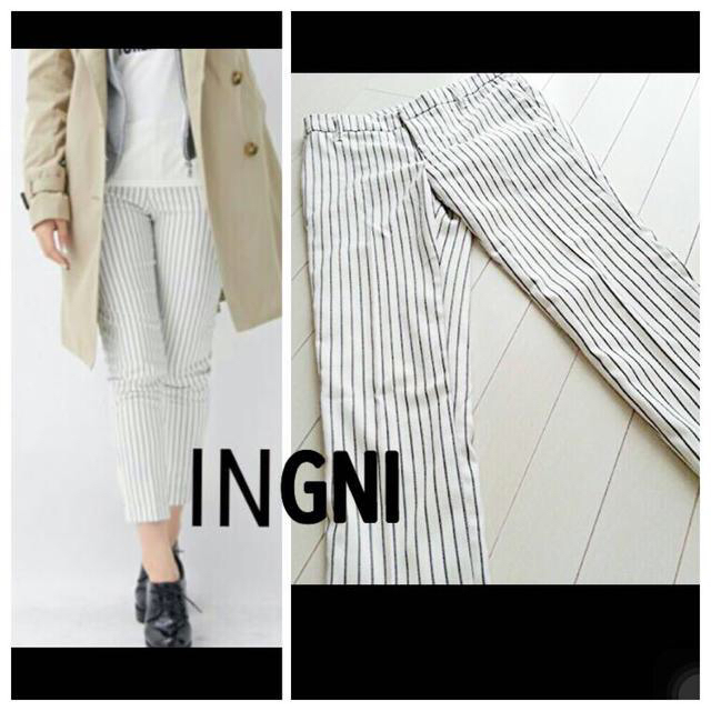 INGNI(イング)の新品INGNI ホワイトストライプパンツ レディースのパンツ(クロップドパンツ)の商品写真