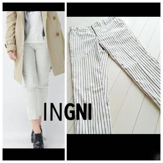 イング(INGNI)の新品INGNI ホワイトストライプパンツ(クロップドパンツ)