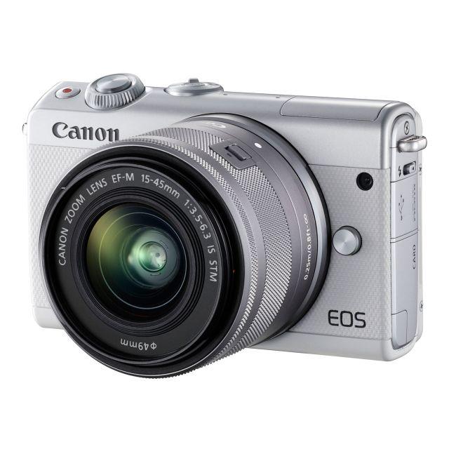 Canon(キヤノン)の新品 Canon ミラーレス一眼　EOS M100 レンズ付 ホワイト スマホ/家電/カメラのカメラ(ミラーレス一眼)の商品写真