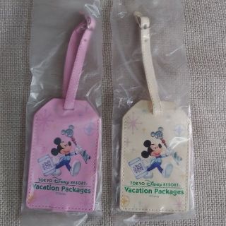 ディズニー(Disney)のネームタグ(ピンク・白)　ミッキー(旅行用品)