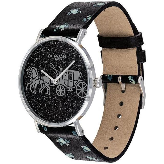 COACH Perry Black Leather Strap ウォッチ 腕時計