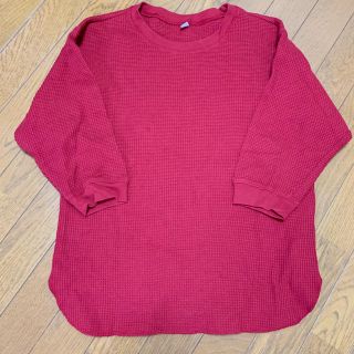 ユニクロ(UNIQLO)のユニクロ ワッフルクルーネックT 赤(Tシャツ(長袖/七分))