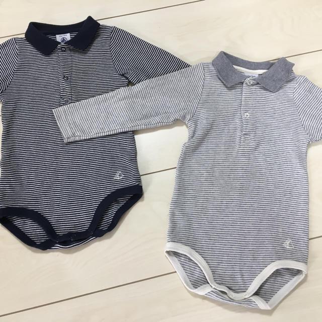 PETIT BATEAU(プチバトー)のプチバトー 長袖 衿付き ボディ 2枚組 キッズ/ベビー/マタニティのベビー服(~85cm)(肌着/下着)の商品写真