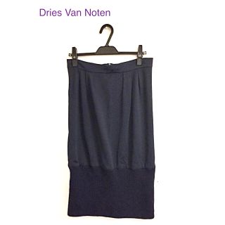 ドリスヴァンノッテン(DRIES VAN NOTEN)のドリス  ネイビー 切り替え スカート (ロングスカート)