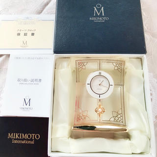 ミキモト(MIKIMOTO)のミキモト 置時計 パール付き MIKIMOTO クォーツ 電池交換済み(置時計)