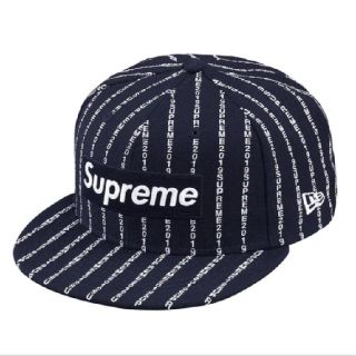 シュプリーム(Supreme)のSupreme Text Stripe New Era Cap 紺 7 5/8(キャップ)