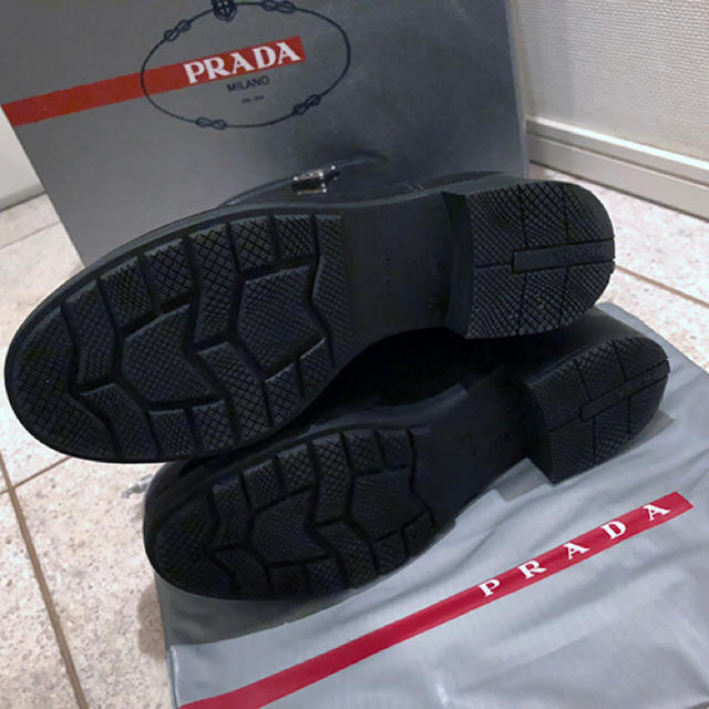 PRADA - PRADA プラダのレインブーツ ロゴ ショートブーツ 38（24cm