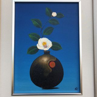 西村佳津子 油絵「椿」 厚塗りF4号(絵画/タペストリー)