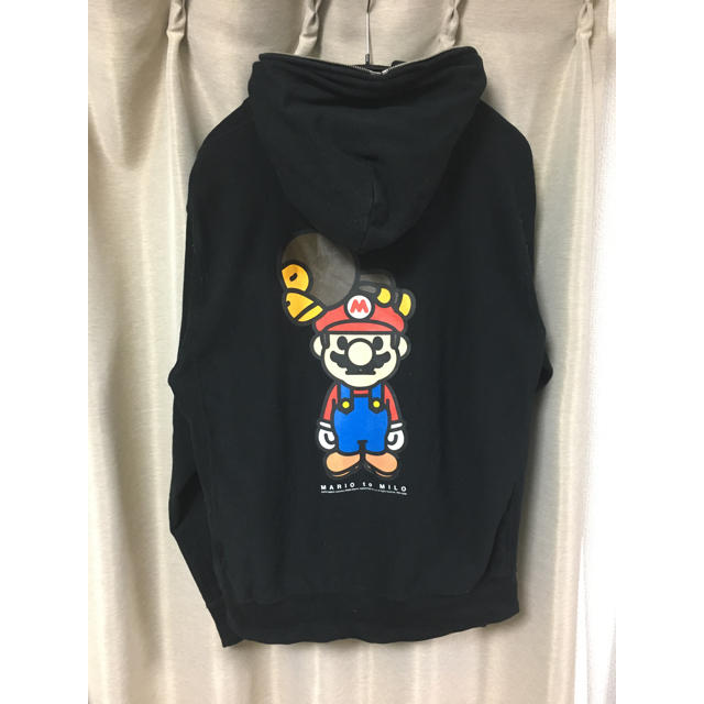 A BATHING APE(アベイシングエイプ)のマリオ×A BATHING APE ア ベイシング エイプ パーカー 黒 M メンズのトップス(パーカー)の商品写真