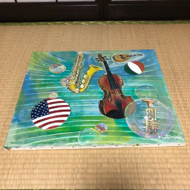 メーカー直売 油絵 バイオリンと少女 F8号 絵画のみ